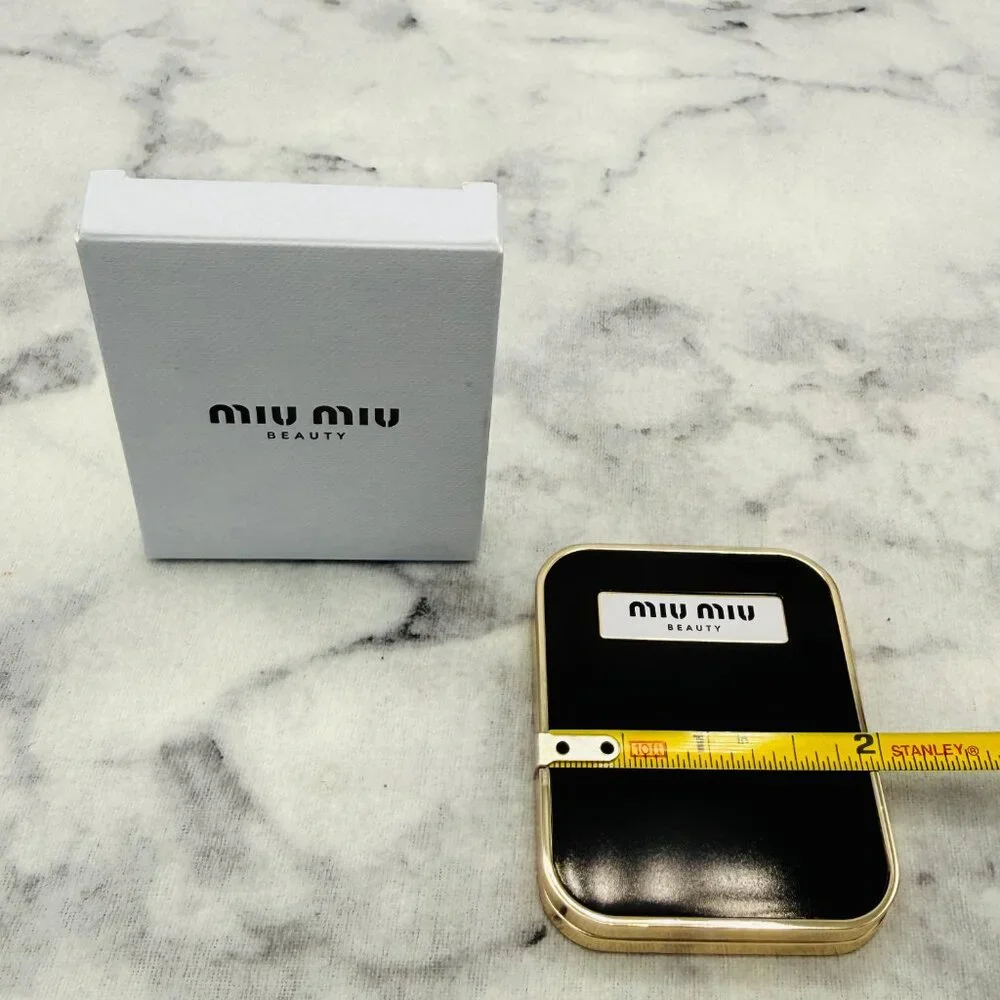 Miu Miu Beauty Mirror Black Gold Rectangular Compact Mirror Limit 2.5in-BOX-NEW